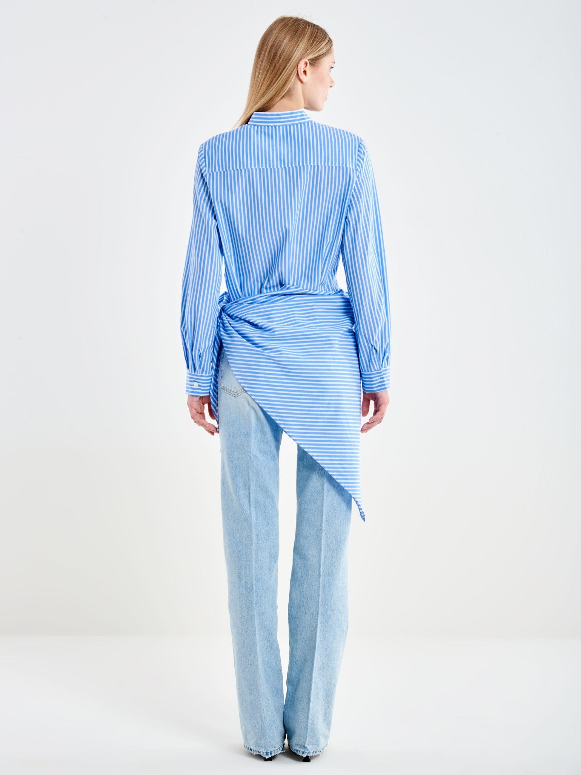 camicia a righe con nodo TAB3040 BIA/AZZ VICOLO 