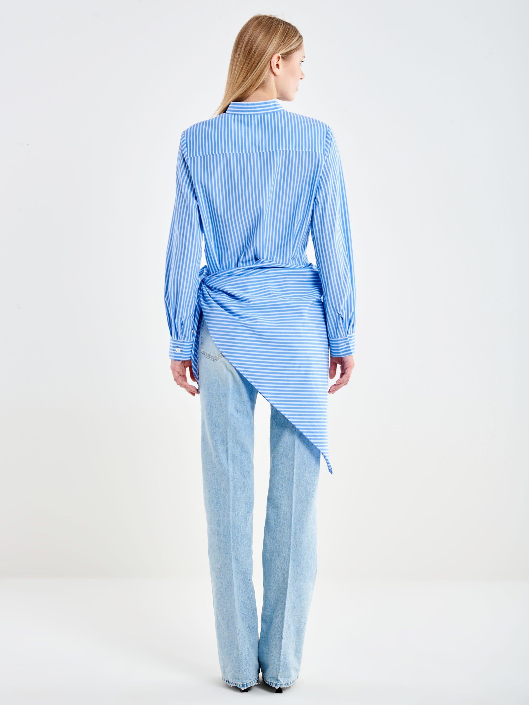 camicia a righe con nodo TAB3040 BIA/AZZ VICOLO 