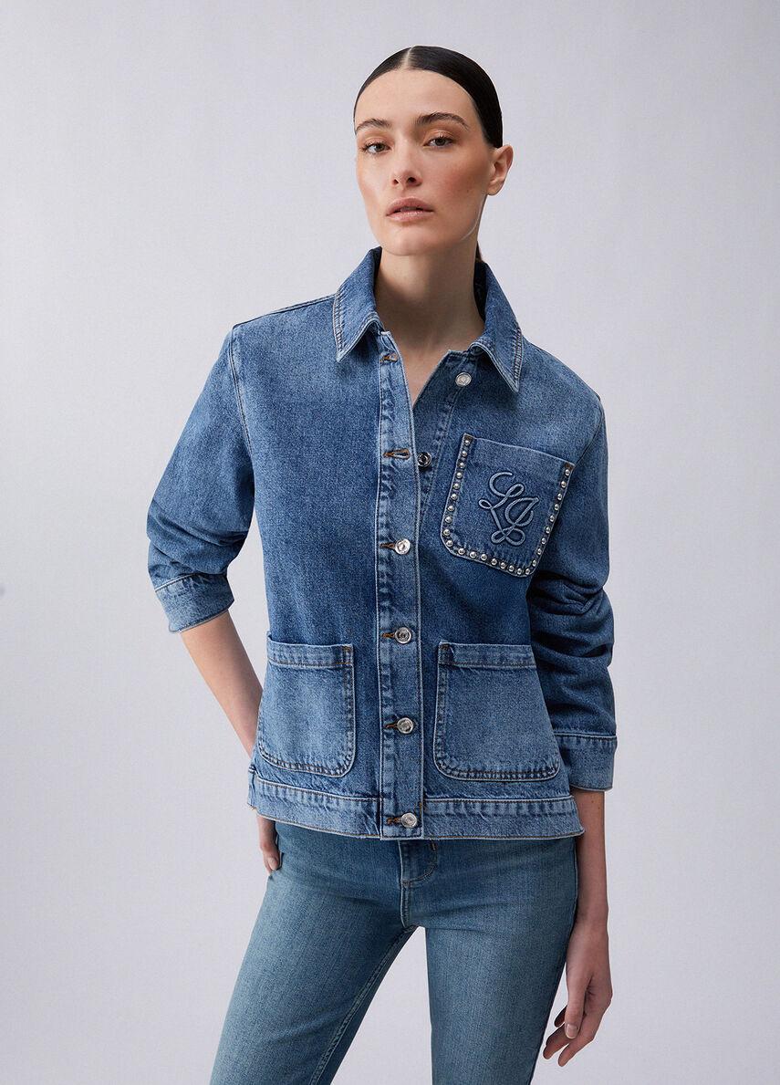 giacca overshirt in denim UA6125D4854 78976 LIU JO DENIM 