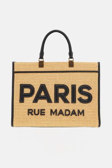 borsa iconique tote straw ICONIQUE TOTE STRAW 1533 STRAW BLACK RUE MADAM PARIS 