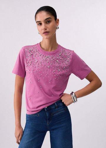 t-shirt con gioiello CA6193J3868 P9666 LIU JO BLACK 