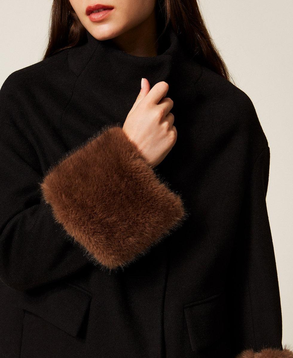 cappotto in panno velour con faux fur 252AT2241 00006 TWINSET ACTITUDE 
