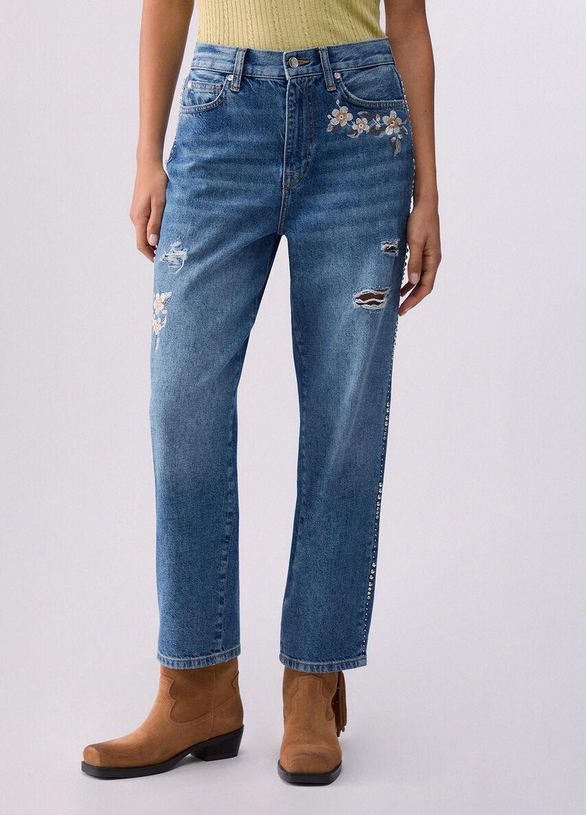 jeans straight con gioiello UA6196D4854 78997 LIU JO DENIM 