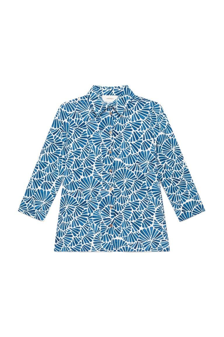 camicia con maniche a tre quarti JM5588 70672 D8090 BLU/NATURALE MALI'PARMI 