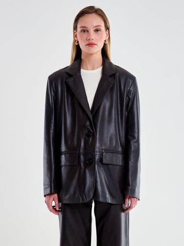 giacca over in pelle TF0271 NERO VICOLO 