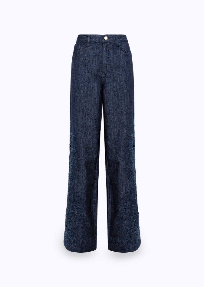 Jeans flare ricamo in denim RA6174D0268 77951 Blugirl 