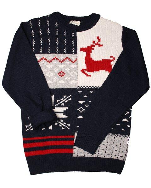 maglione color block 018643B BLU MAGLIFICIO DI VERONA 