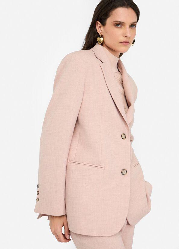blazer in tessuto melange MF5139T4334 61508 LIU JO WHITE 