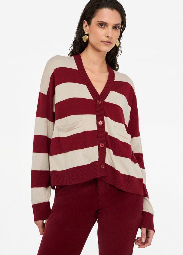 cardigan in maglia a righe MF5374MA16R C3850 LIU JO WHITE 
