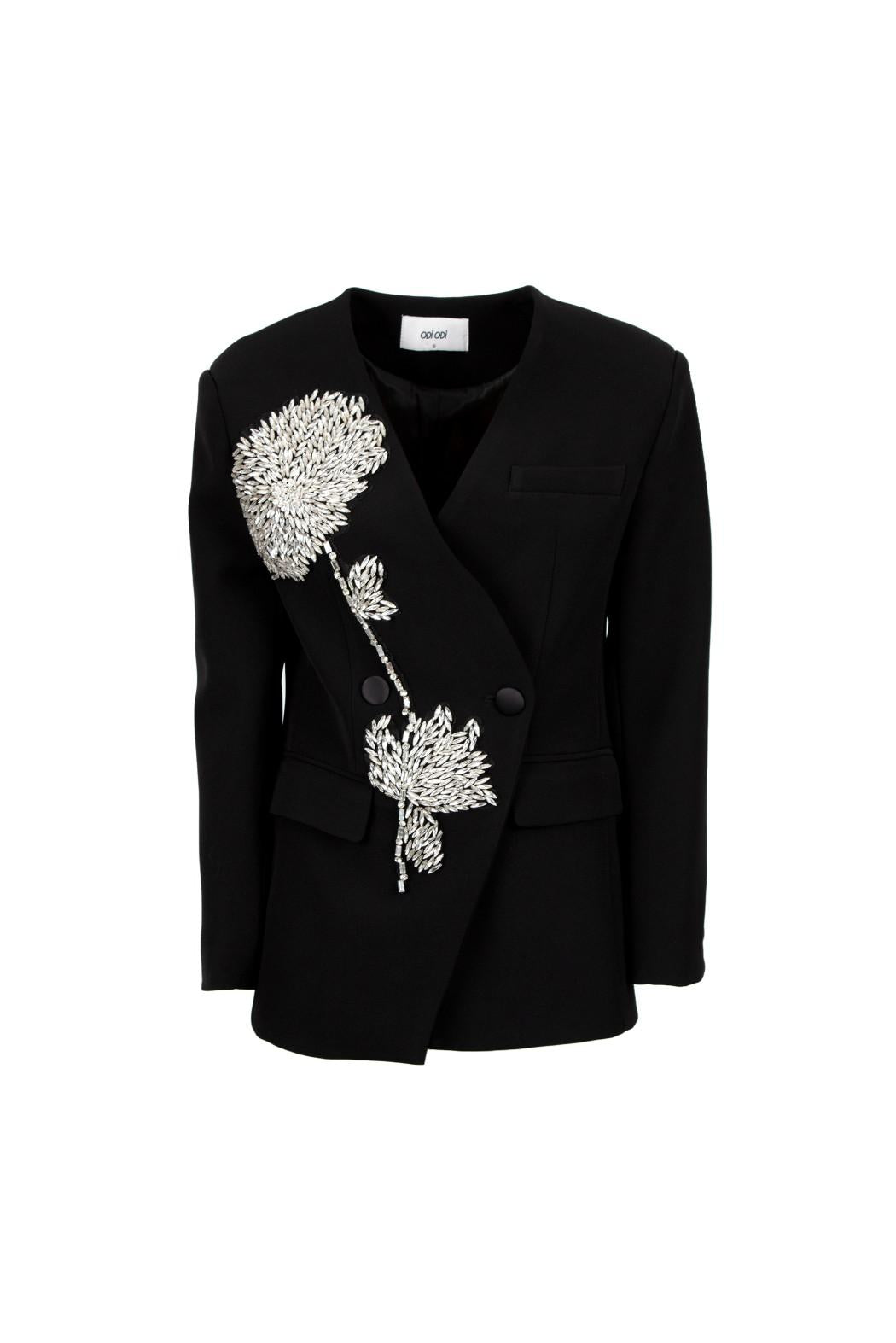 blazer monopetto con applicazione CASALINA 400W5D6 NERO ODI' ODI' 