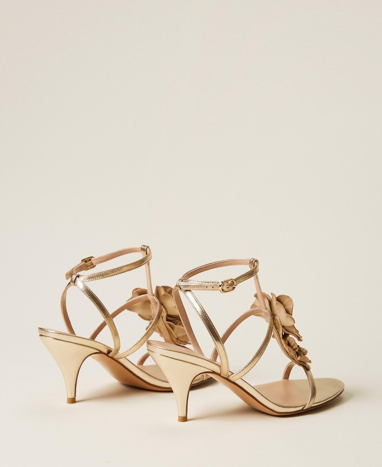 Sandalo in pelle con fiore 261TGT082 10366 TWINSET 