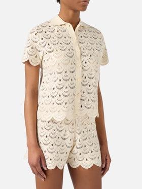 camicia a righe traforata MONET 01719L MC2 SAINT BARTH 