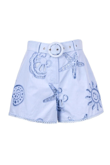 shorts con ricamo ANACAPRI 090S6 CELESTE ODI' ODI' 