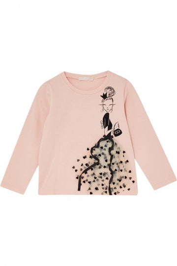 t-shirt con tulle KF5047J0088 M9739 LIU JO JUNIOR 