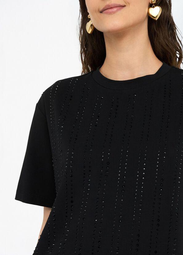 t-shirt con applicazioni CF5072JS088 22222 LIU JO BLACK 