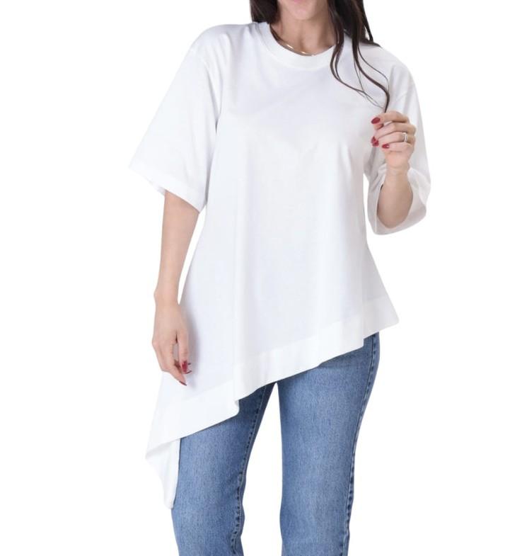 T-shirt asimmetrica UAB0384 BIANCO VICOLO 