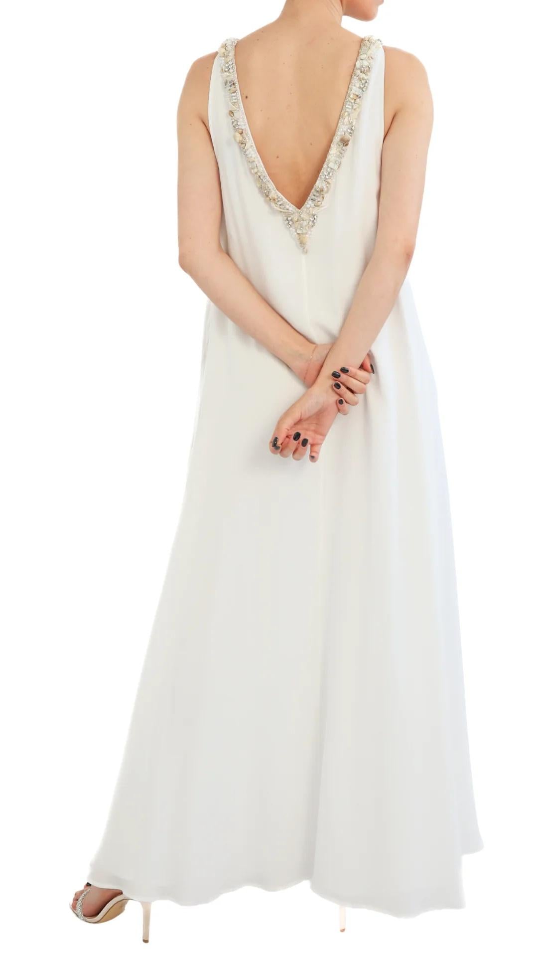 abito lungo con gioielli MS2628 WHITE MIRIAM STELLA 