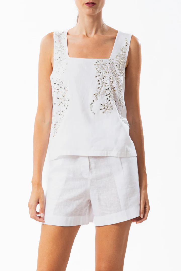 shorts in lino RELINEN2502 WHITE MIRIAM STELLA 