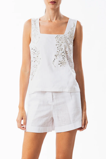 shorts in lino RELINEN2502 WHITE MIRIAM STELLA 