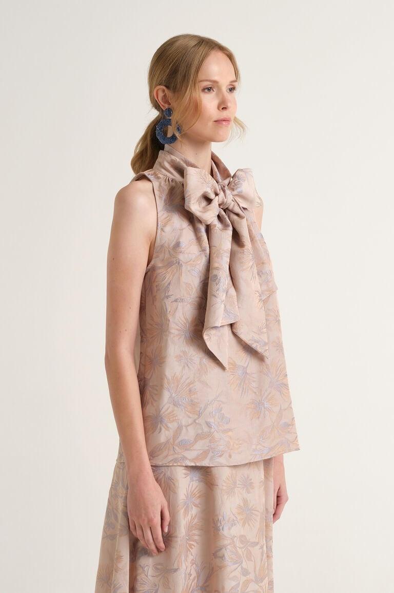 top con fiocco e stampa JP5558 50670 B1296 BEIGE/CELESTE MALI'PARMI 