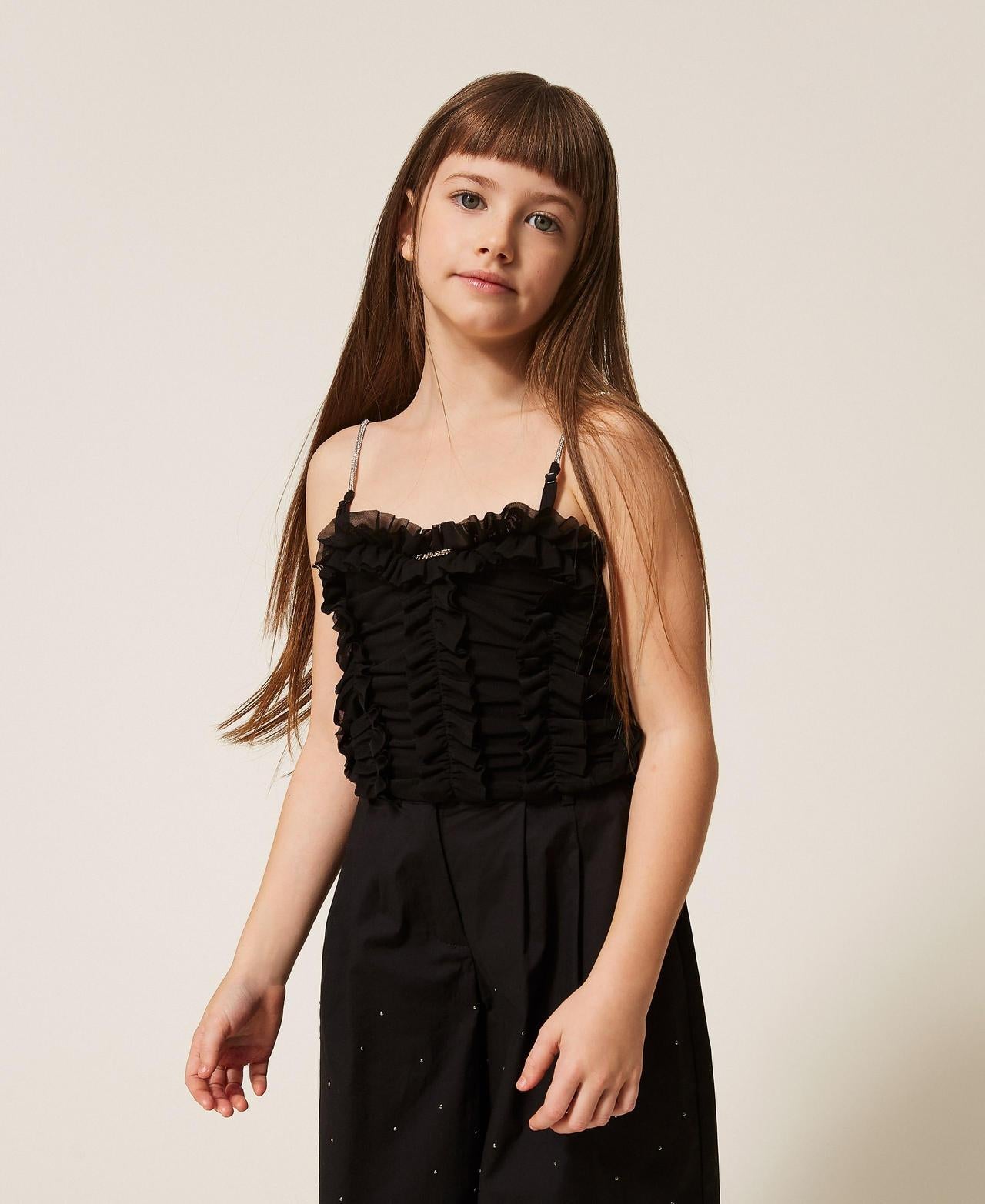 top in tulle con volant 261GJ2181 00006 TWINSET GIRL 