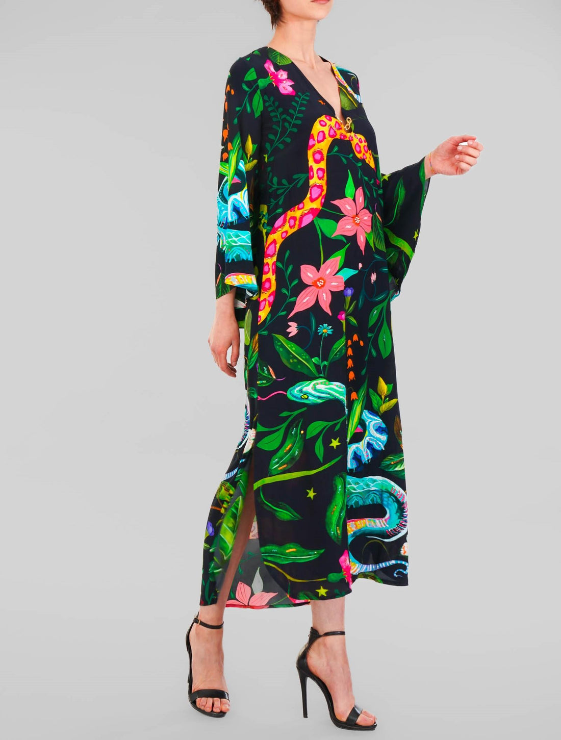 abito con stampa serpente RE2518 BLACK SNAKE MIRIAM STELLA 