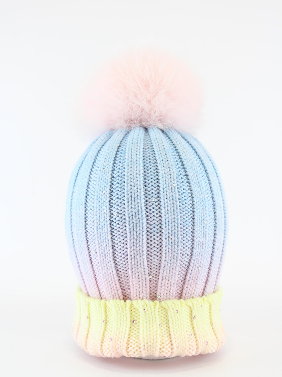 cappellino con pompon di volpe I20710G ARCOBALENO REGINA 