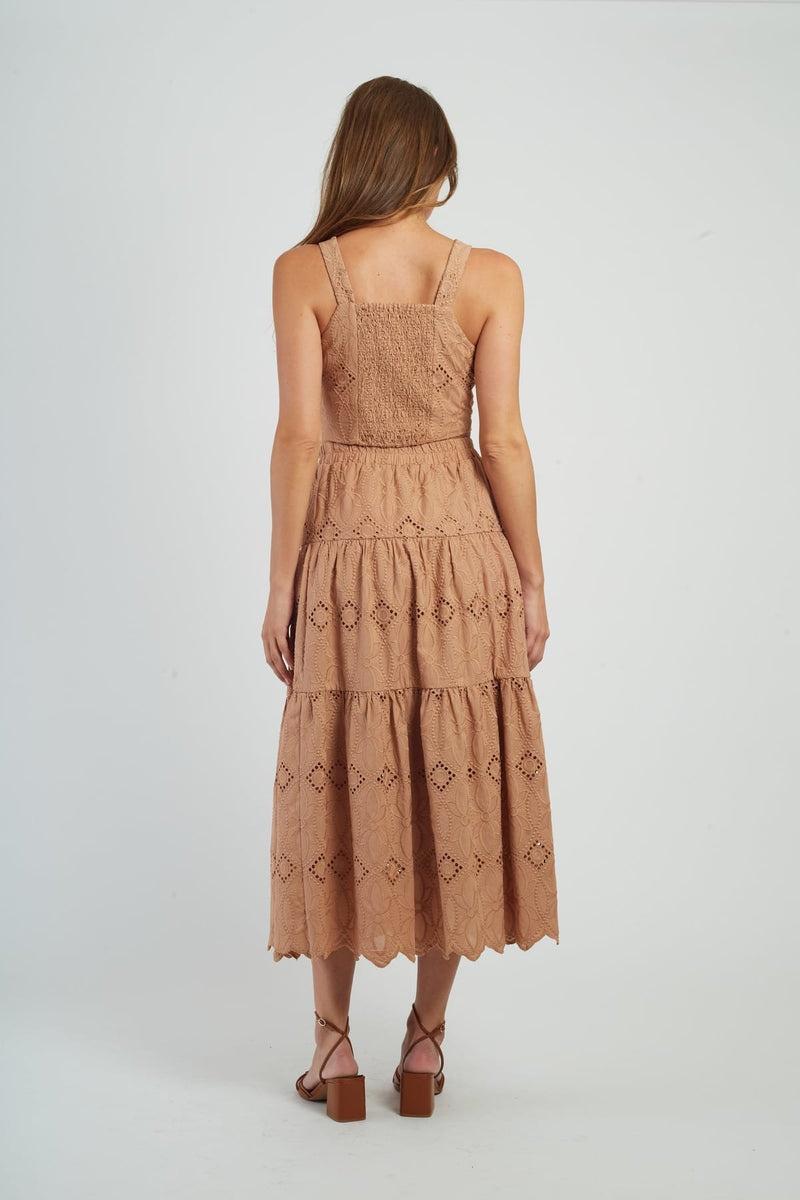 gonna lunga in pizzo P650016 DAVINA 115 CAMEL DERHY 