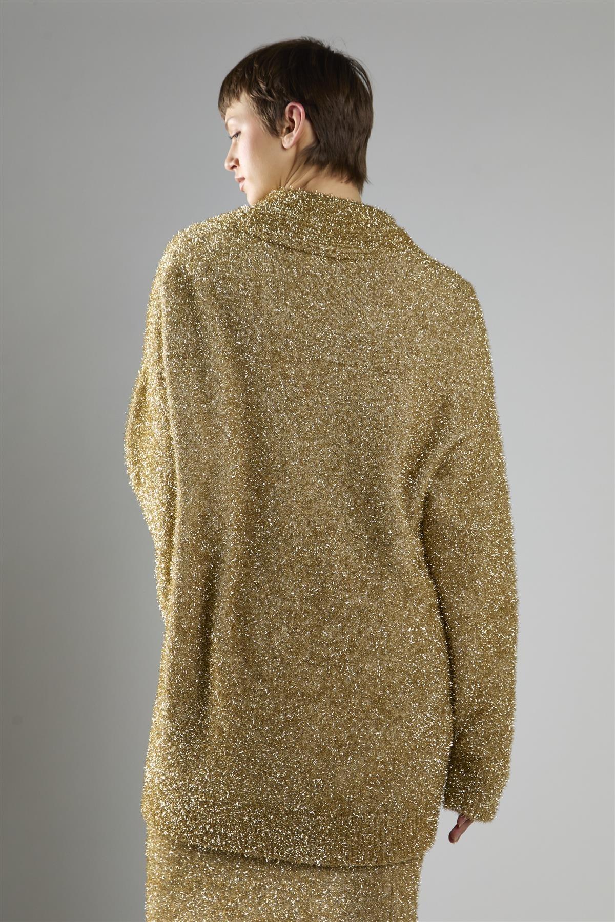 cardigan over in lamè AN5475 GOLD GLAMOROUS 