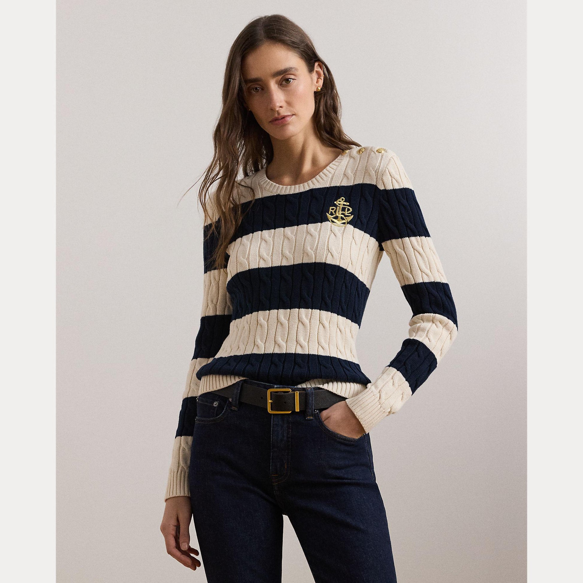 maglione a trecce e righe 200-957480 002 LAUREN RALPH LAUREN 