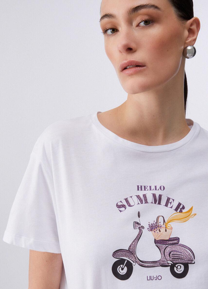 t-shirt con stampa grafica WA6502JS923 P9409 LIU JO WHITE 
