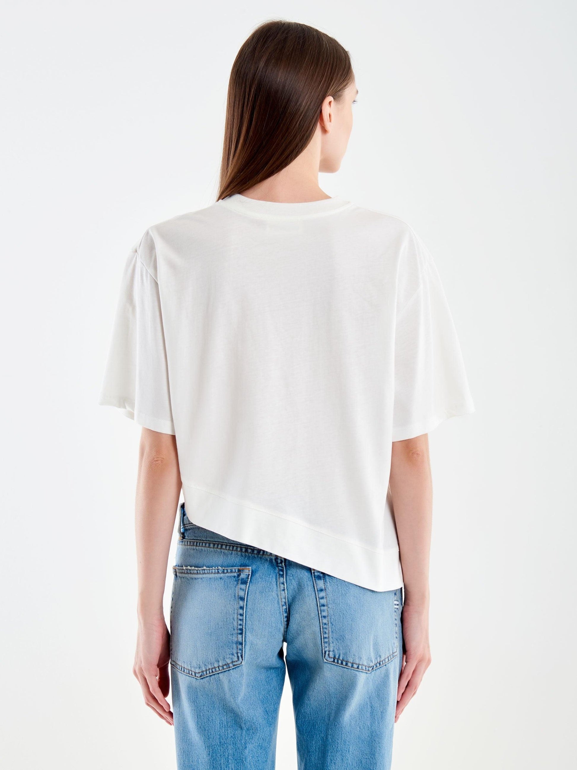 t-shirt asimmetrica UAB0281 BIANCO VICOLO 
