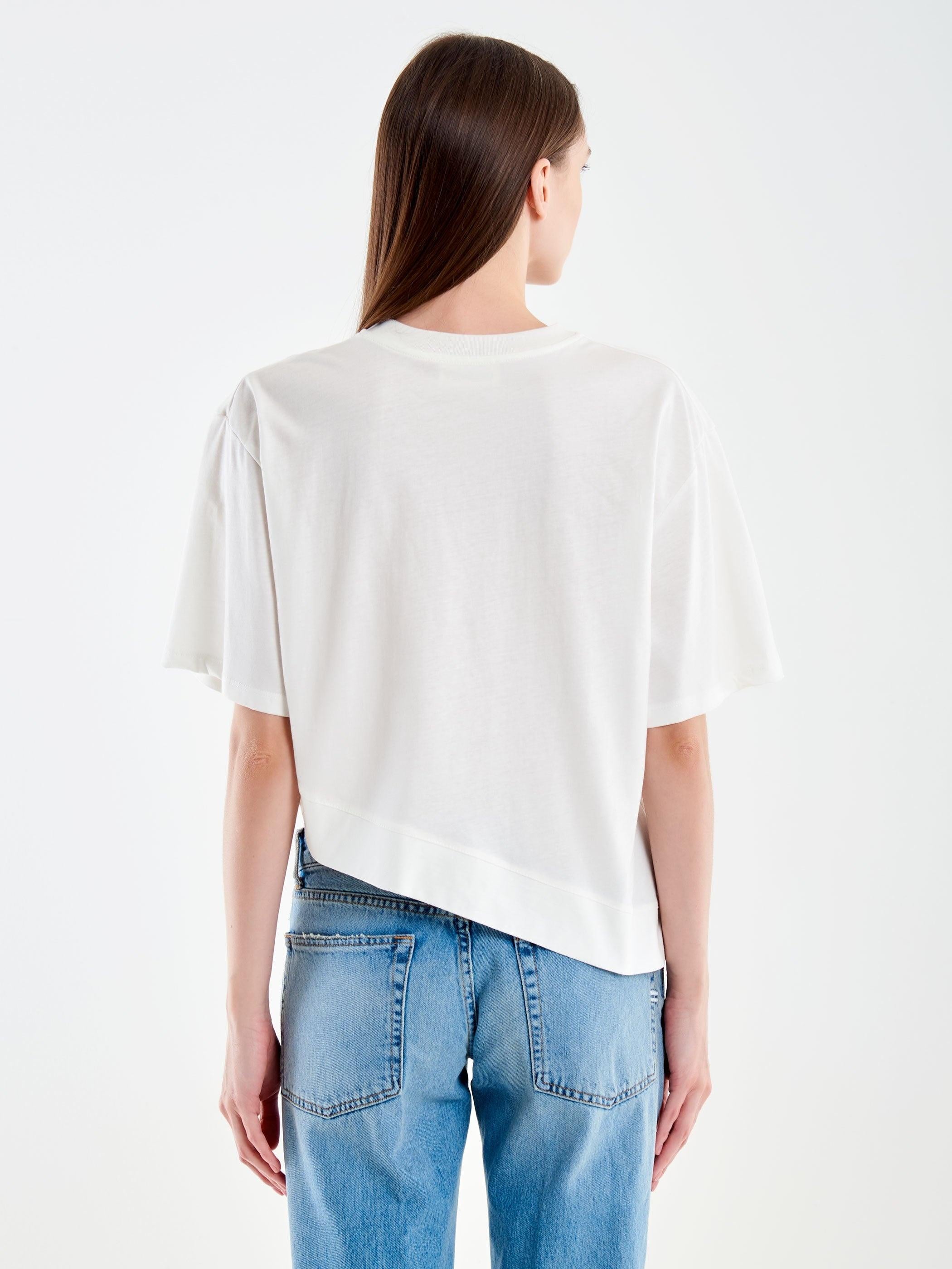 t-shirt asimmetrica UAB0281 BIANCO VICOLO 