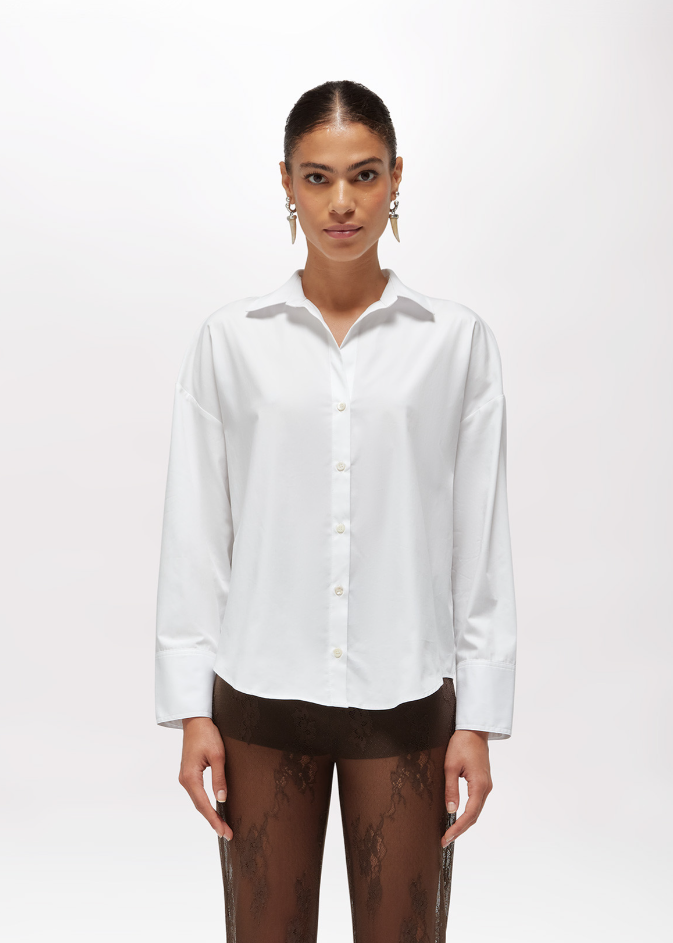 camicia in popeline con pizzo RA6162T544A 11111 Blugirl 