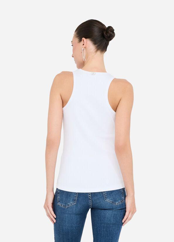 top con applicazione gioiello MF5447J4822 P9125 LIU JO WHITE 