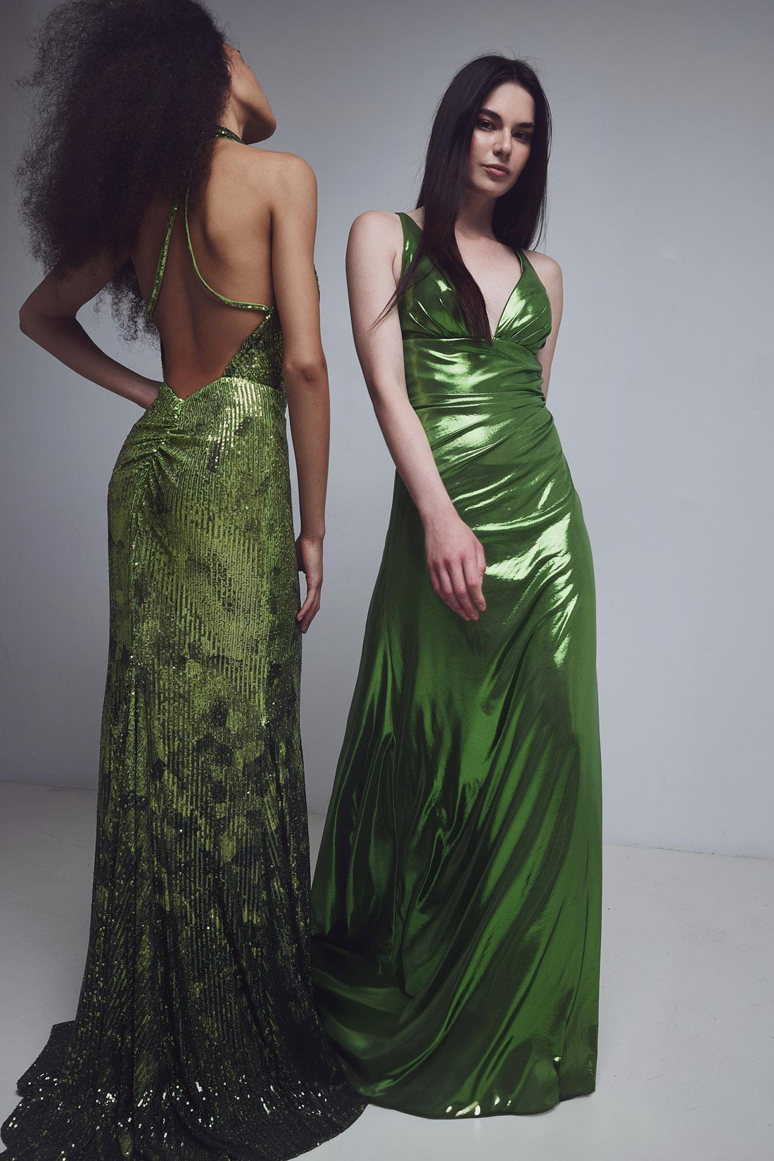 abito full pailettes A4673 OLIVE ALLURE 