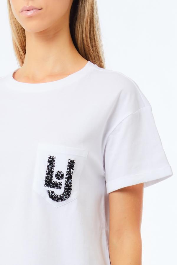 T-shirt con logo petto UF5257JS904 M9784 LIU JO DENIM 