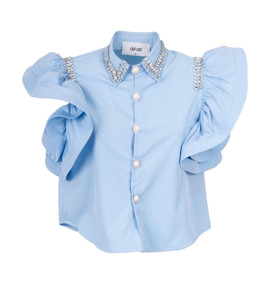 camicia collo classico con gioiello TRABIA CELESTE ODI' ODI' 