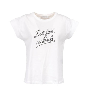 t-shirt con scritta COCKTAILS BIANCO ODI' ODI' 