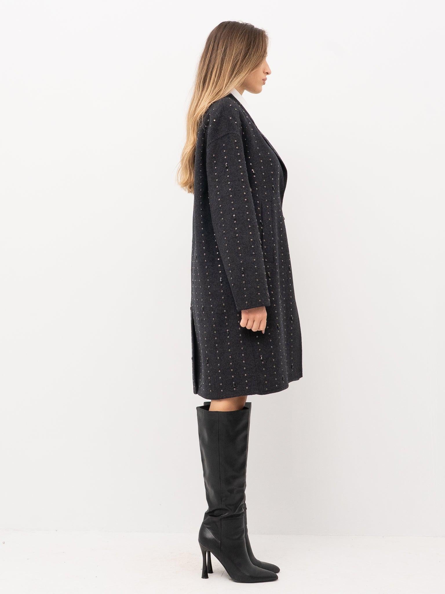 cappotto con applicazioni TF0033 NERO VICOLO 