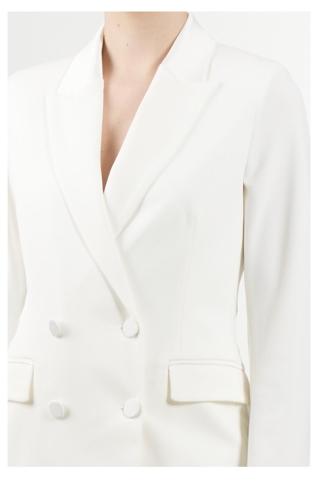 blazer doppiopetto con dettagli in raso TD0578 BIANCO VICOLO 