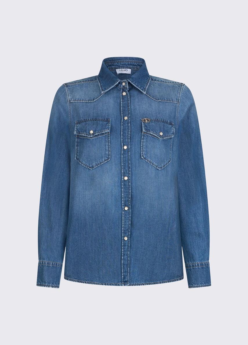 camicia in denim UA6339D4851 79053 LIU JO DENIM 