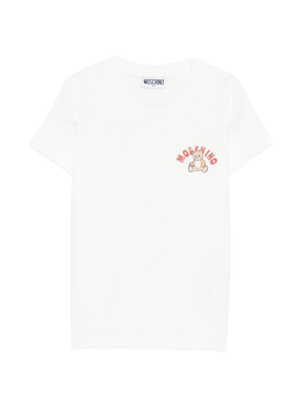 t-shirt maniche corte bianca HWM058 LAA01 10063 MOSCHINO KIDS 