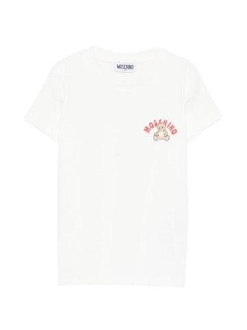 t-shirt maniche corte bianca HWM058 LAA01 10063 MOSCHINO KIDS 