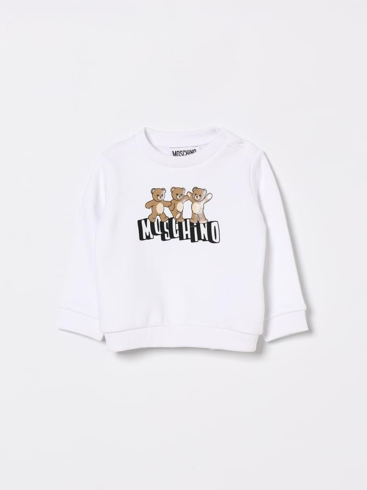 felpa scritta logo e teddy bear MTF060LCA89 10101 MOSCHINO KIDS 