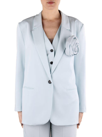 blazer oversize con rosa TD0258 AZZURRO VICOLO 