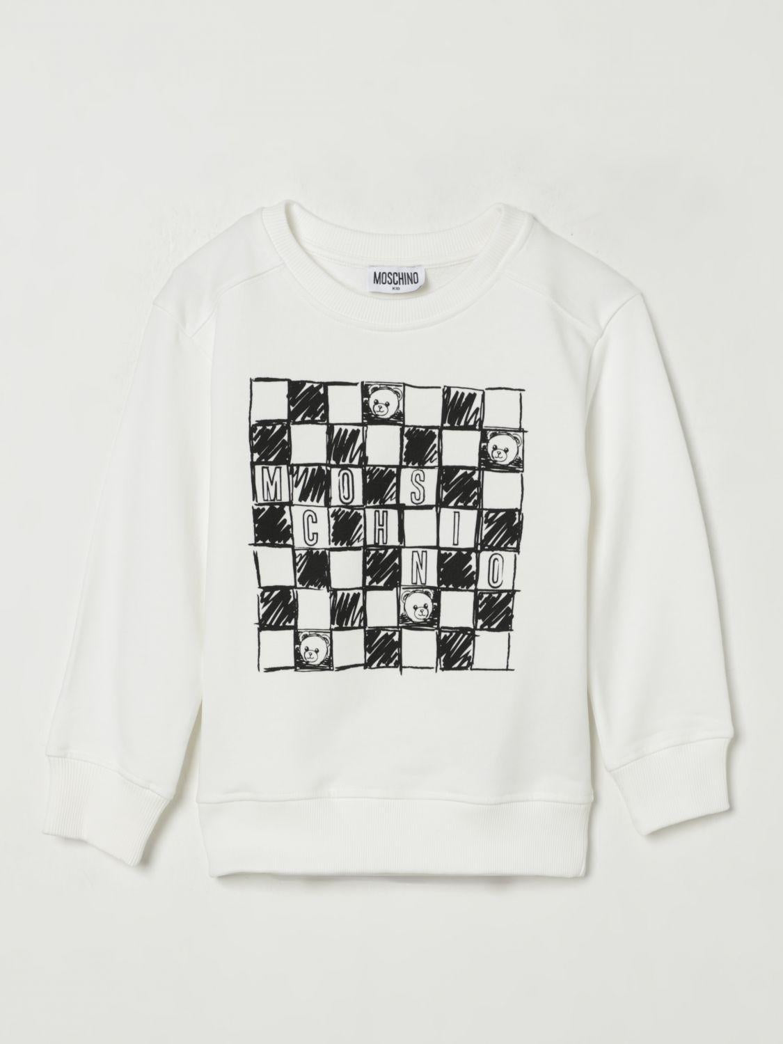 maglia scacchi e stampa HUF099LCA15 10063 MOSCHINO KIDS 