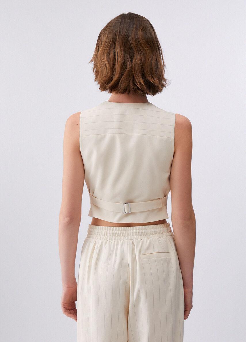 gilet gessato con ricamo gioiello CA6114T557A P9579 LIU JO BLACK 