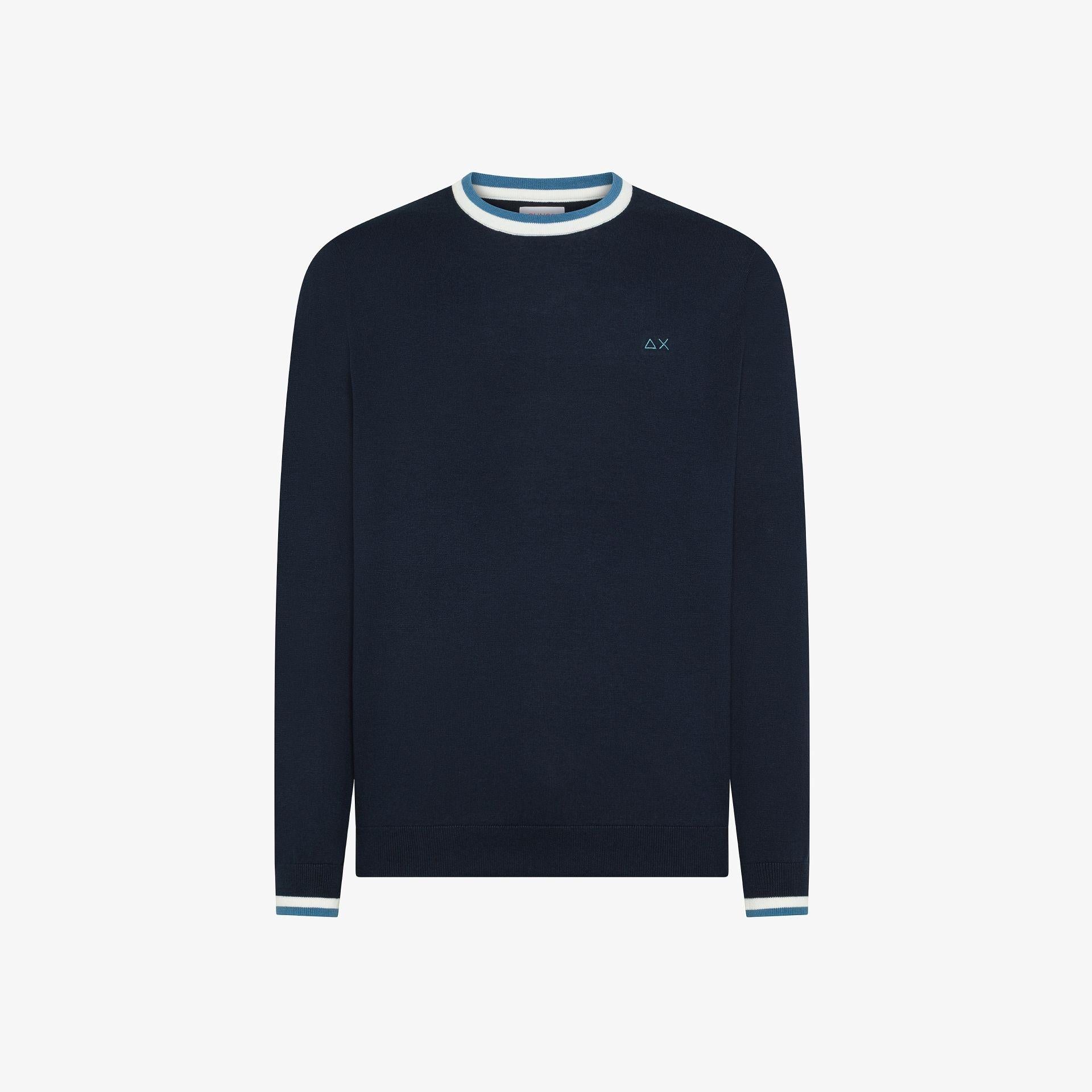 Maglione con collo contrasto K36112 NAVY BLUE SUN68 