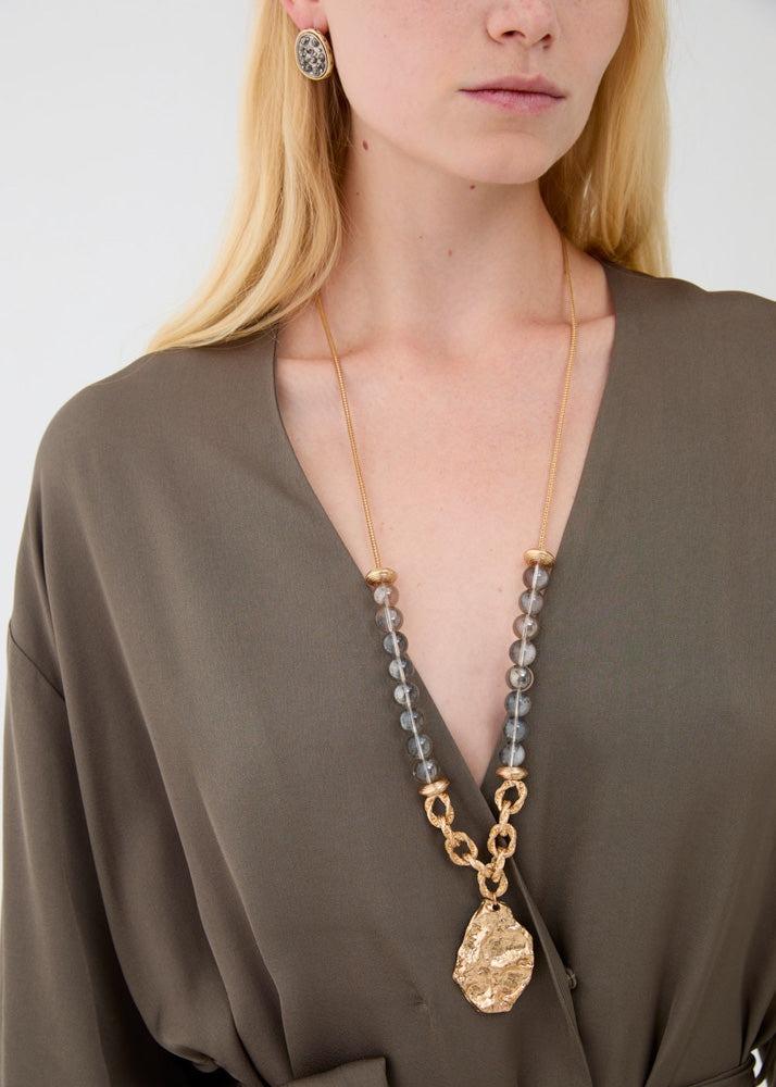 collana lunga con sfere e pendente ABCL0393 ORO NALI' 